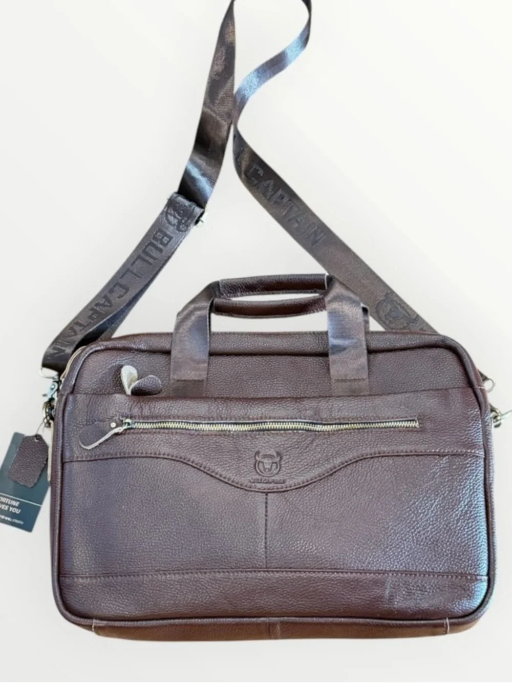 NWT BULLCAPTAIN Leather Laptop Bag Men's Notebook Briefcase Work Business Travel